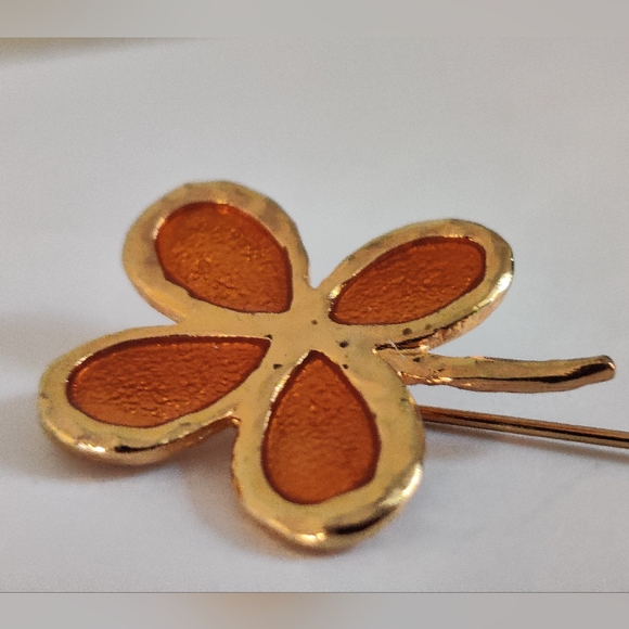 Designer Cecile Jeanne Paris Four Leaf Clover Stick pin brooch - Picture 5 of 11